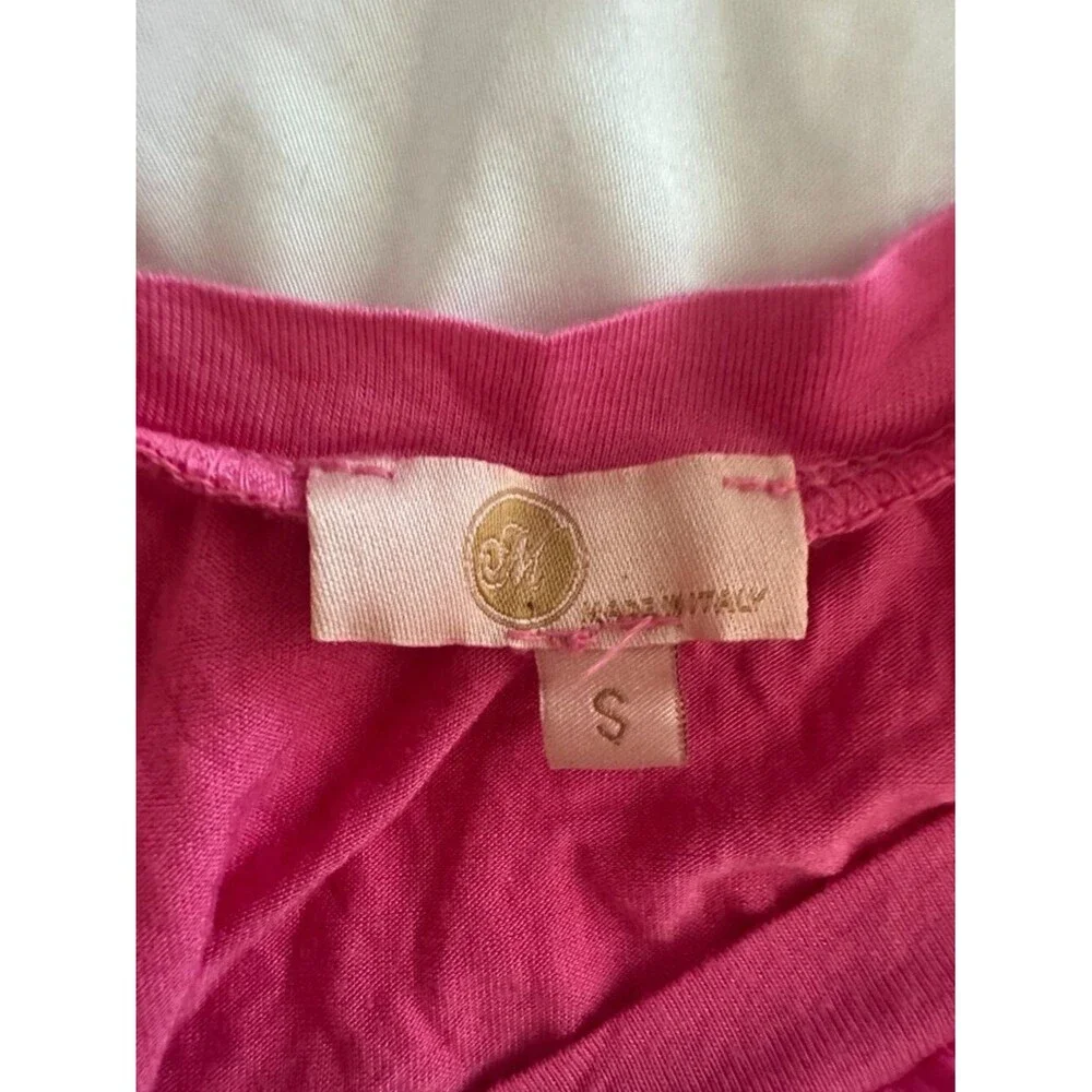 M For Bolide Italian Silk Blouse Pink Made in Italy Women S Sheer Lace Hem Top - Picture 4 of 7